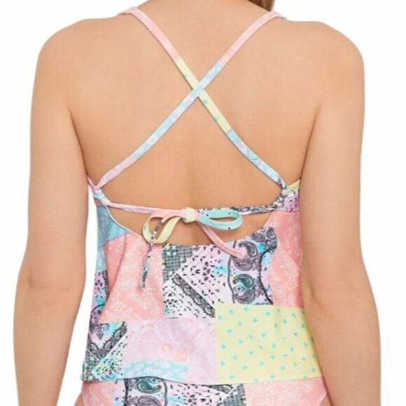 Salt + Cove | NEW Junior's Boho Printed V-Wire Tanikini Top - Size S - Picture 2 of 14